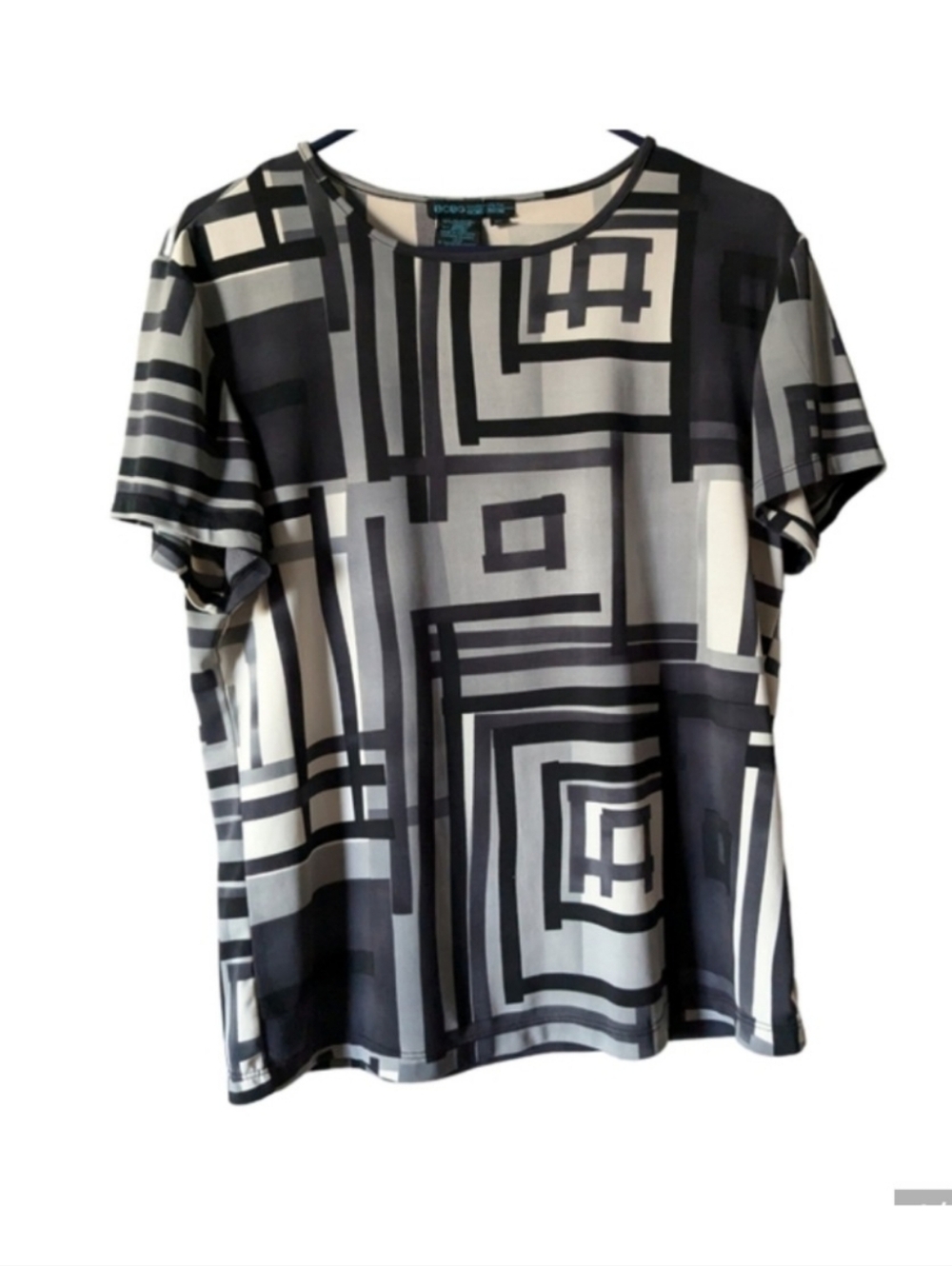 😎SALE😎 BCBG Top Exclusively for Nordstrom Black Gray White Blouse Sz. XL